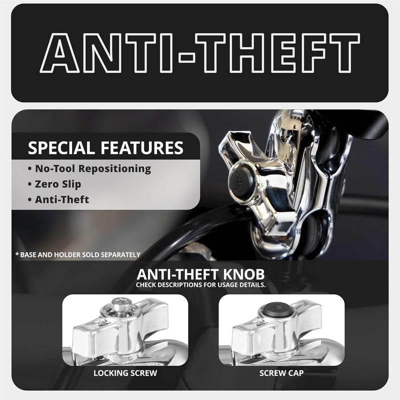 tackform Chrome 2" Long Metal 20mm Ball and Socket Arm | DuraLock 20 Series | Dual 20mm Sockets with Optional Anti-Theft Knob - Image 4